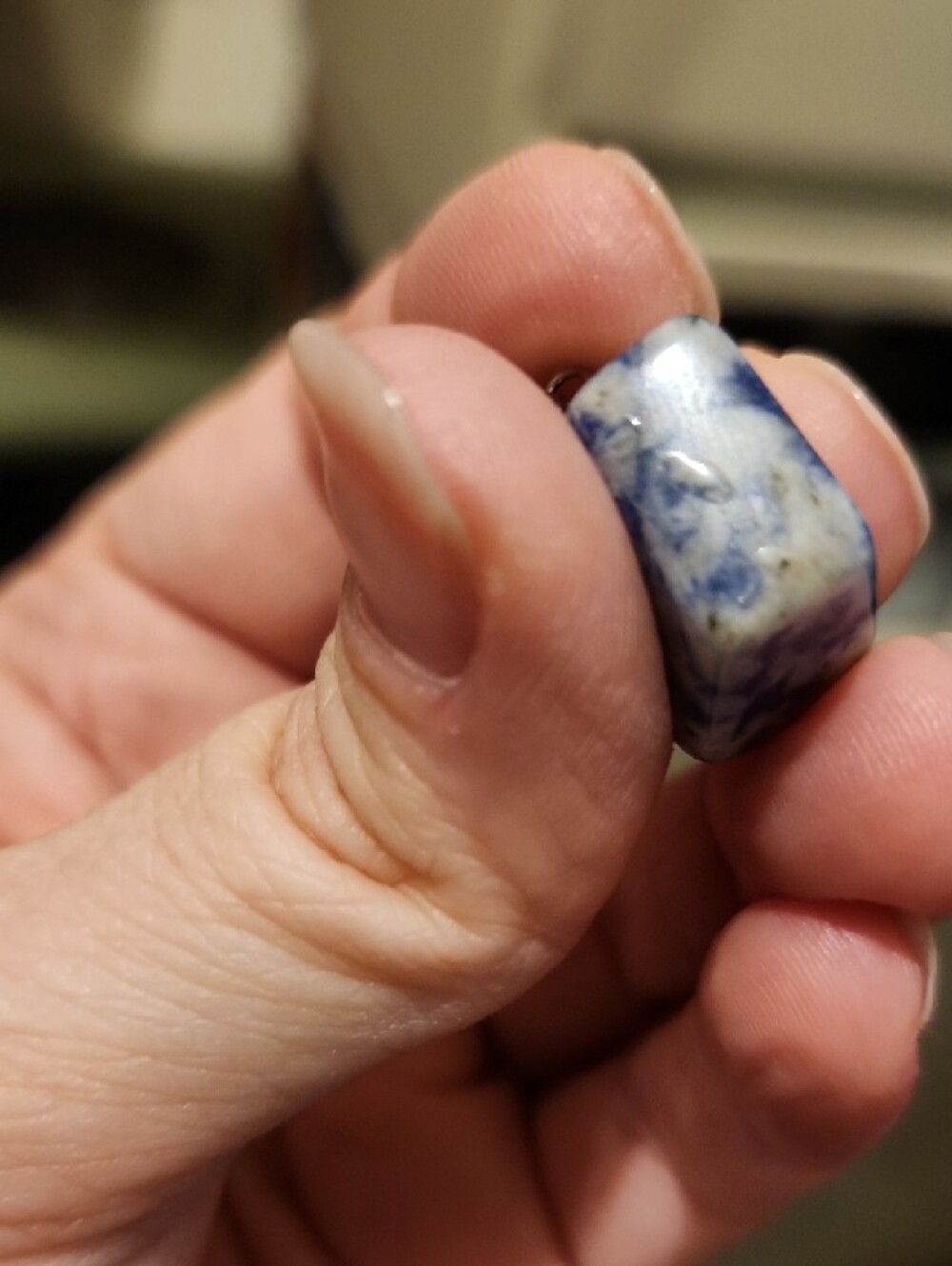 Batch of 4 Stone Pendants! Lapis Lazuli, White Onyx, Green Aventurine, Pink Qtz - Picture 7 of 15